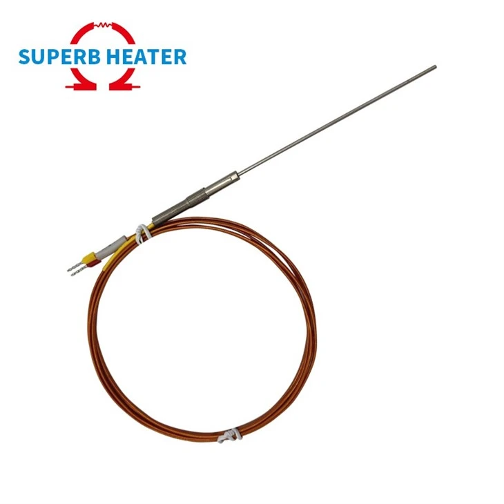 Polyimide Wire Armored Probe Thermocouple, 1.5*80/100/120mm, K/J Type Flexible Temperature Sensor factory